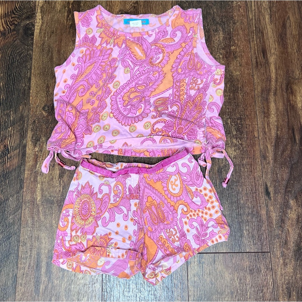 Girls retro 90s 2000s paisley short set size 6